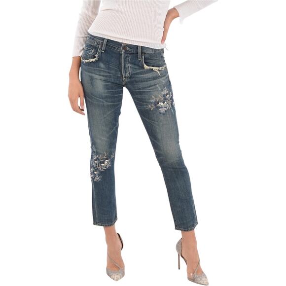 Citizens Of Humanity Emerson Slim Boyfriend Floral Embroidered Jeans 25 Boho - Picture 1 of 9
